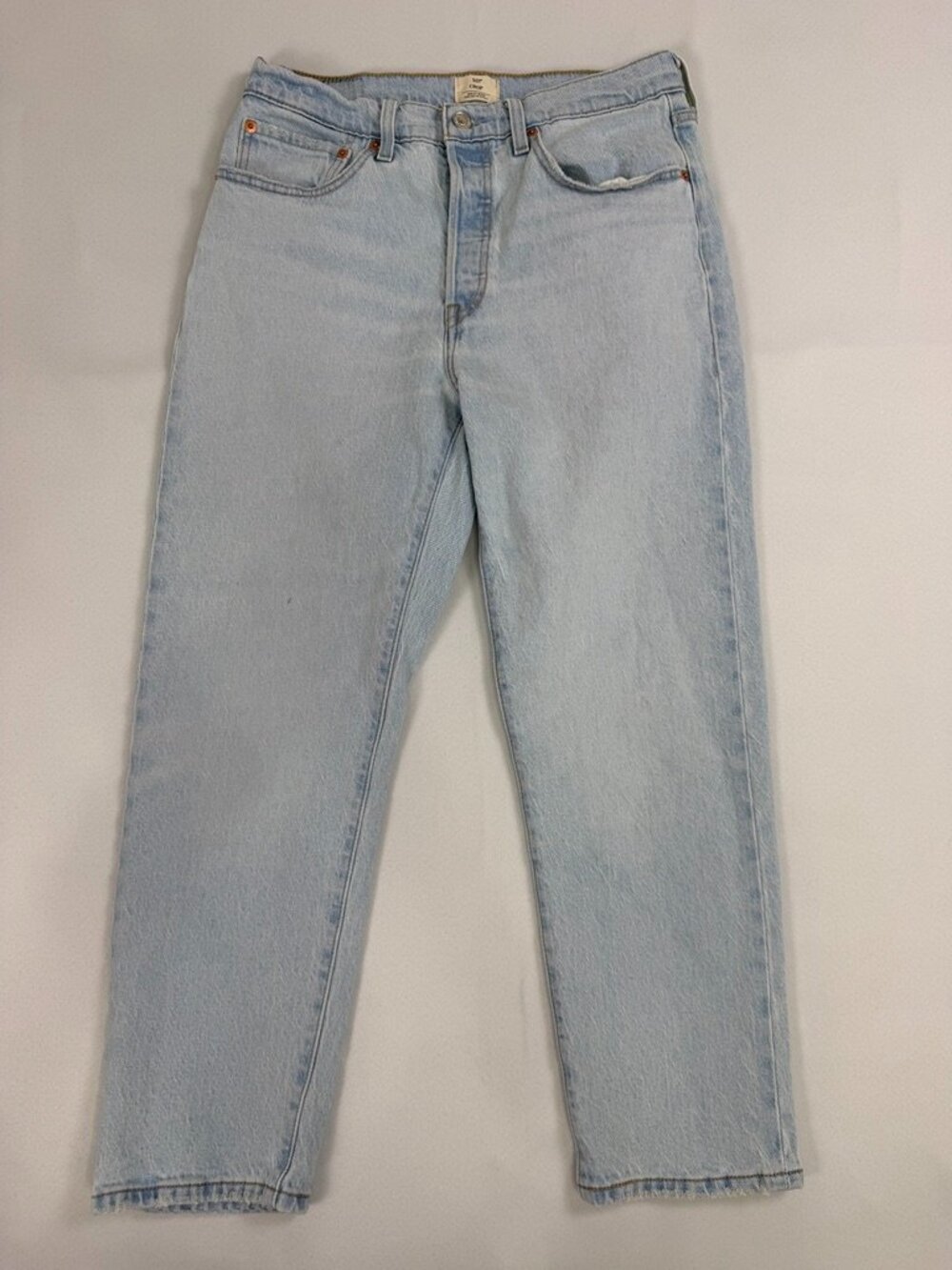 Levi's 501 Crop Light Wash Straight Leg Jeans W30 L26